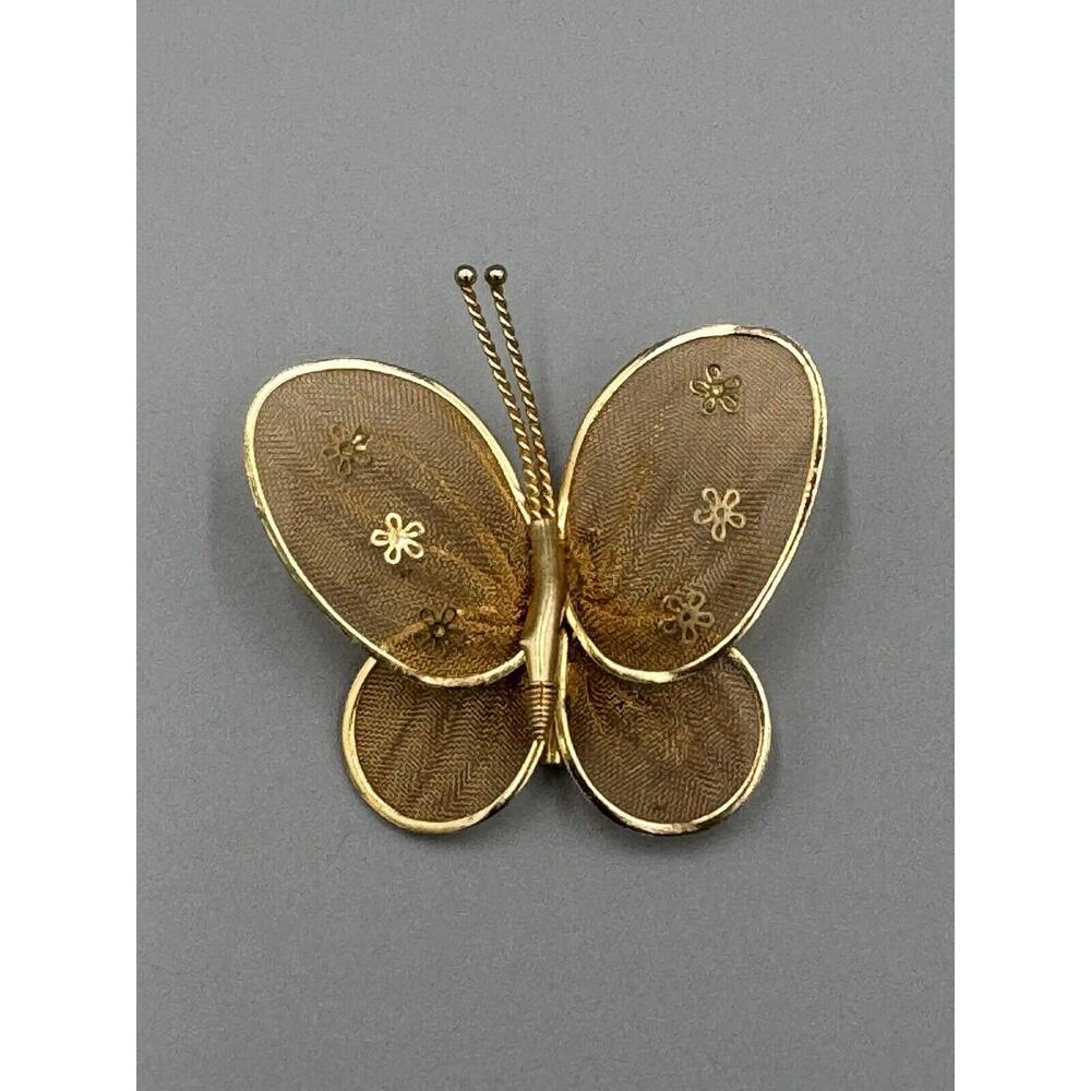 Butterfly Gold Color Metal‎ Mesh Wings Lapel Pin Brooch